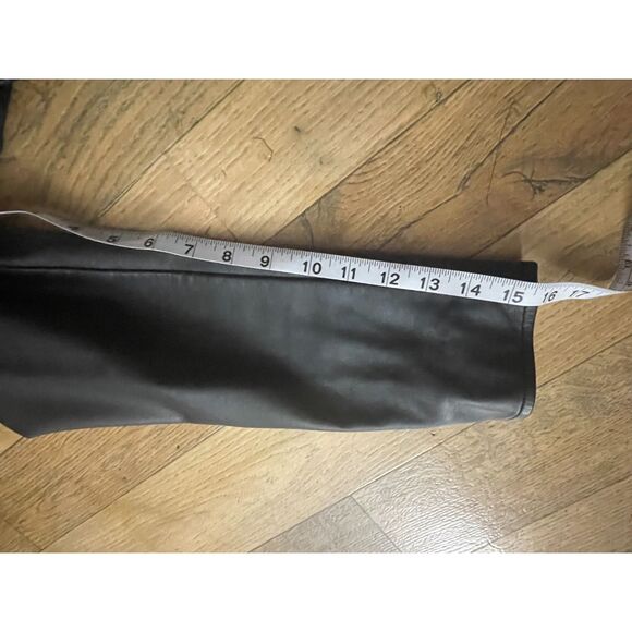 Alfani Black Faux Leather Jacket Women’s L Zip Front Velvet Trim Moto Style - Picture 11 of 13